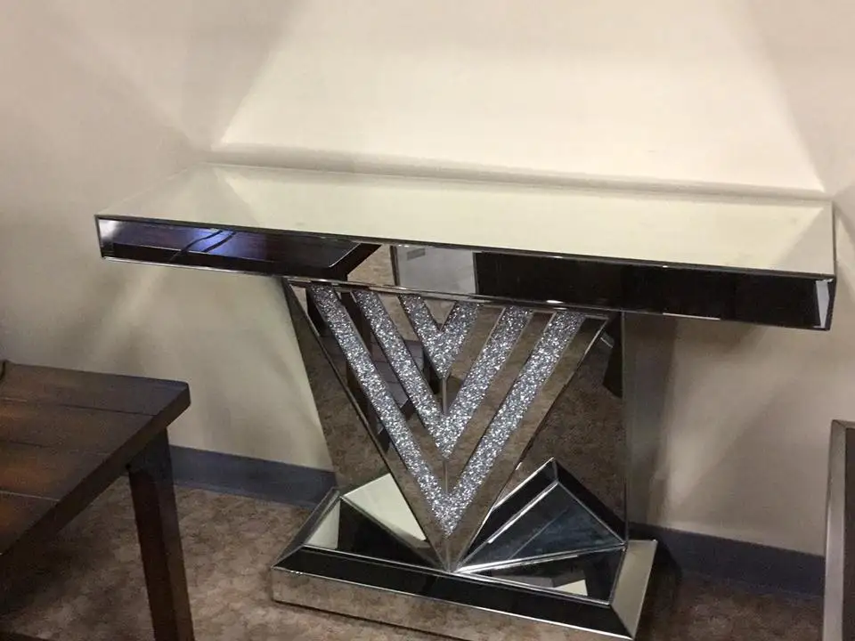 Top Sell living Room Mirrored  Crushed Diamond Console Table Hallway Table