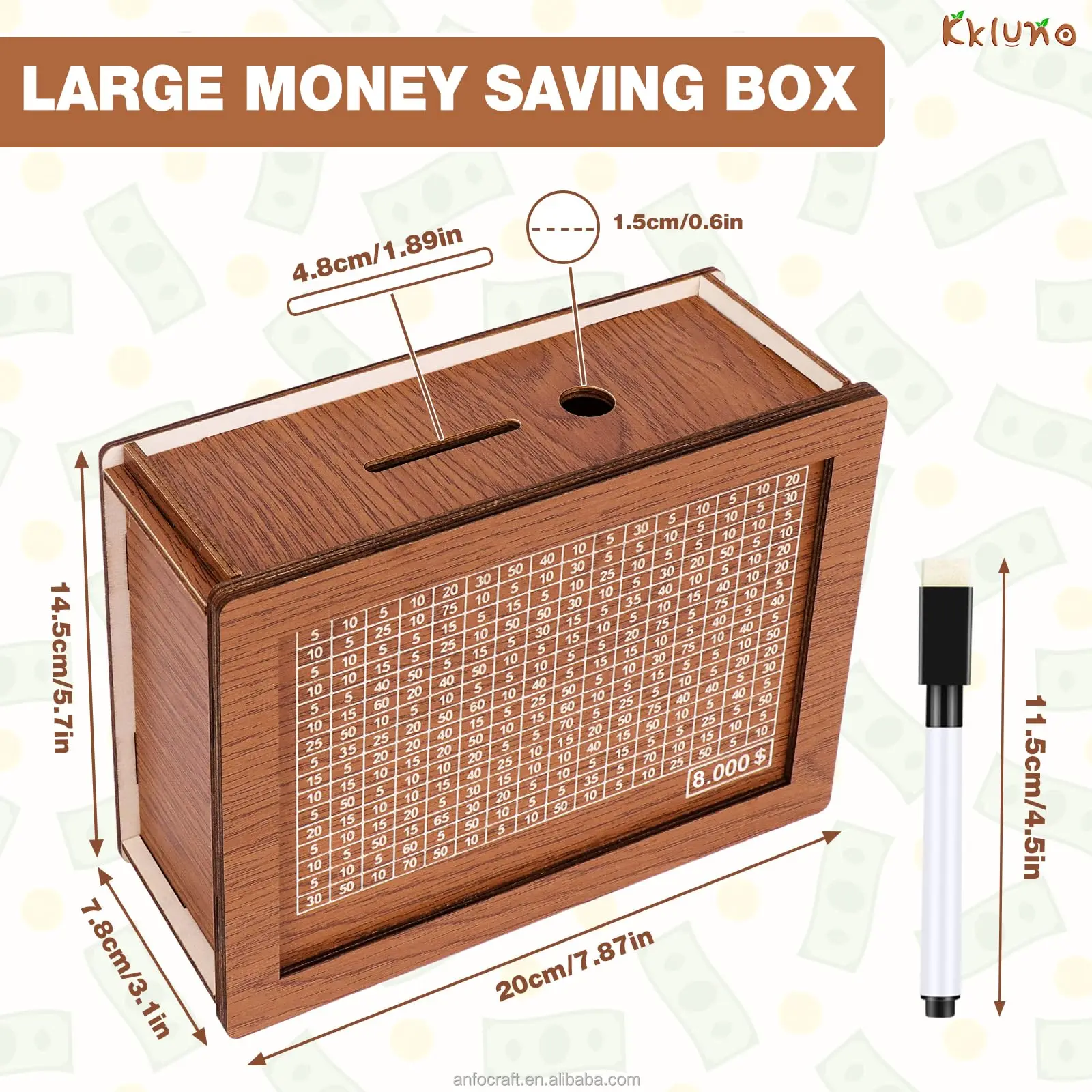 Wooden Pig Pattern Coin Counter Adults and Kids Savings Money Box Target Money Vault by Cash Vault Alcancias Cash box Savings