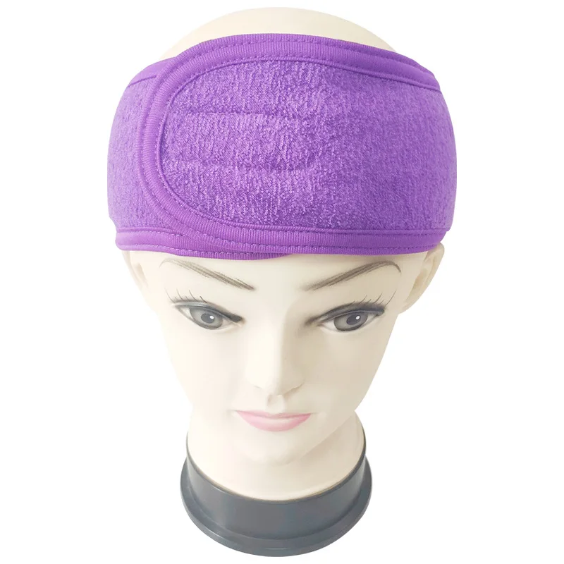 Custom Adjustable Stretch Yoga Make Up Wrap Embroidered Headbands Face Wash Hairband Terry Spa Headband for Women