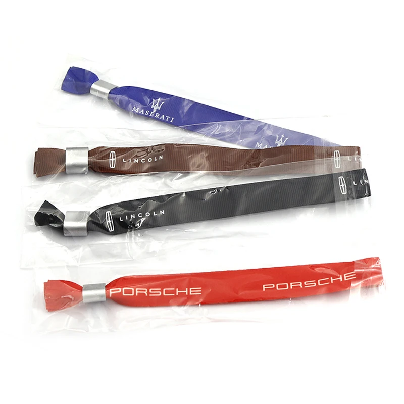 Custom Promotion Cheap Event Textile Polyester Festival Fabric Jacquard Woven Bracelet Wedding Wristband With Slide Lock