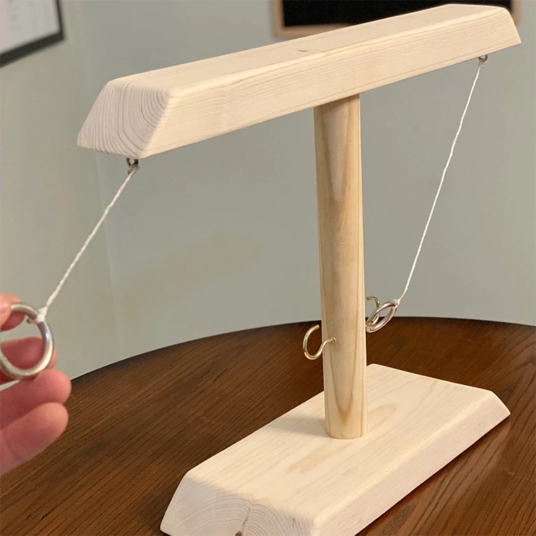 Amazon Popular Creative Ring Toss Game Hooks Ring Toss with Shot Ladder Bundle Wooden Hook and Ring Toss Tailgating Game Set