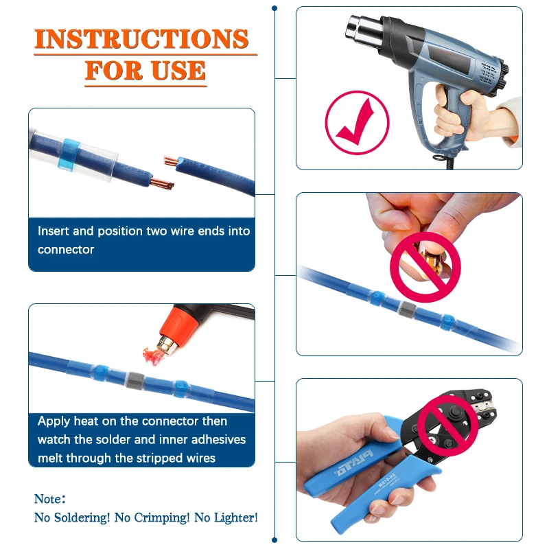 100pcs Solder Seal Wire Connectors,Waterproof Heat Shrink Butt Connectors Insulated Electrical Wire Terminals Butt Splice