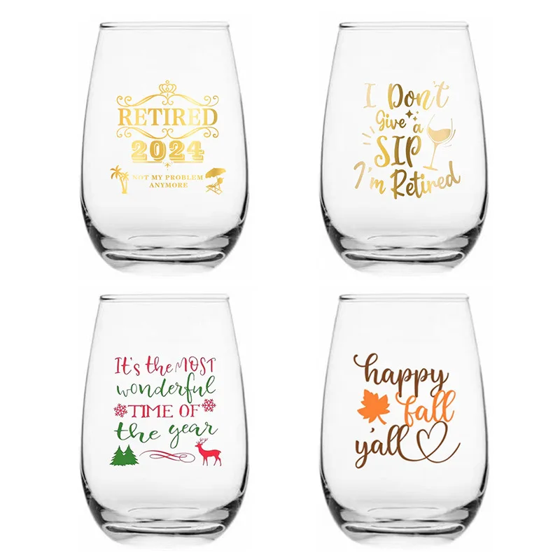 Crystal Clear Borosilicate Glass Stemless Red Wine Glasses For Juice Water