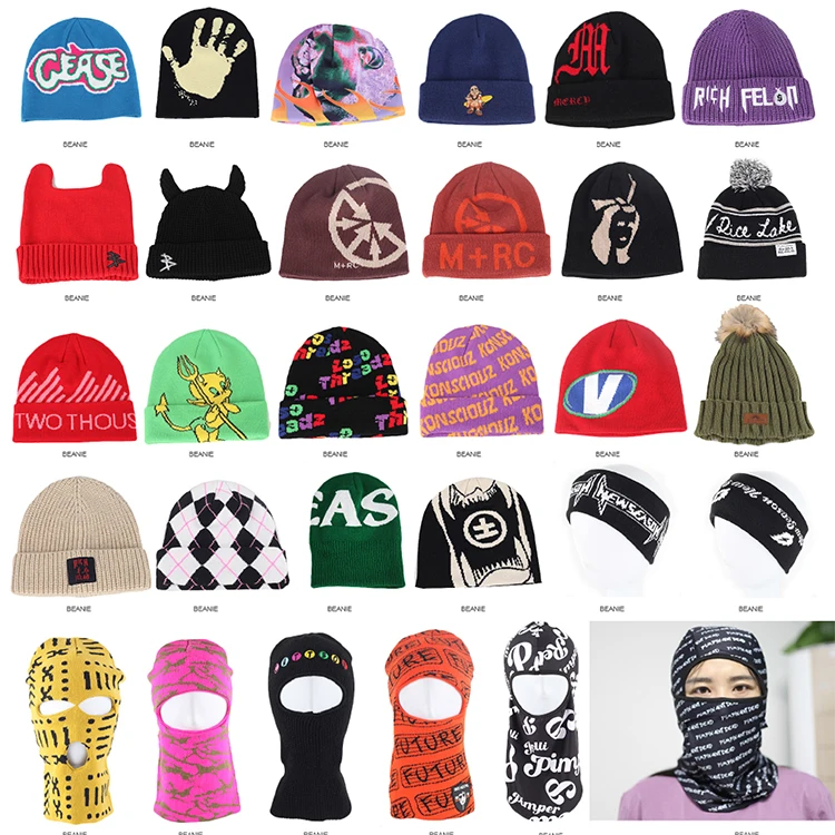 Акриловая смесь шерсти пустая однотонная Лыжная вязаная шапочка с черепом на