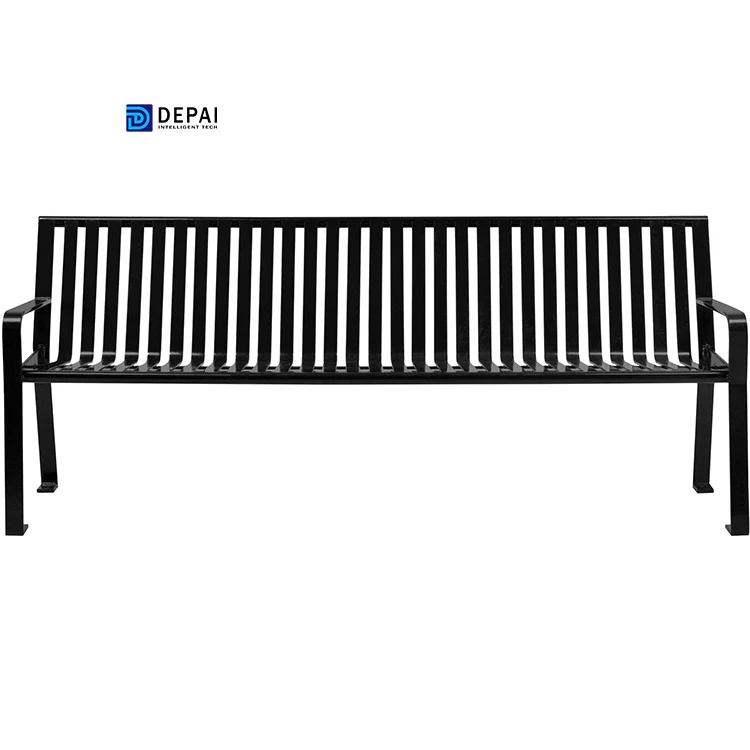 American Style 6ft Outdoor Vertical Steel Slat Park Benches with Black Color