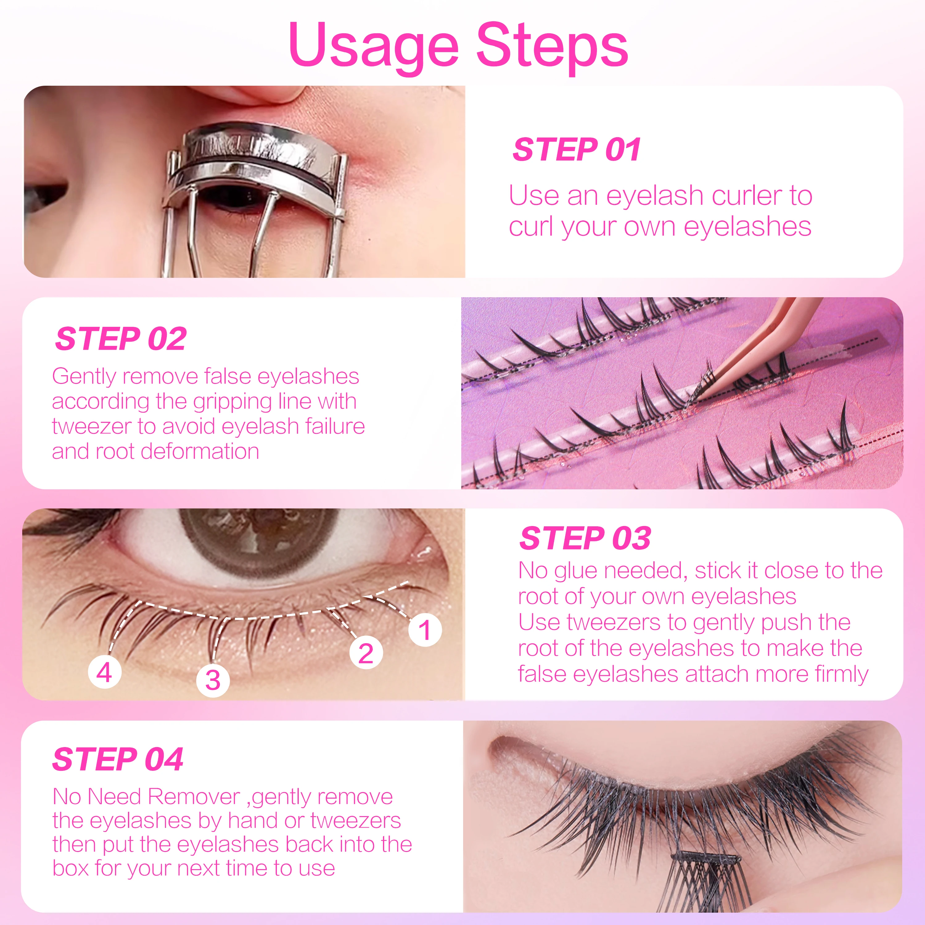 Pre-bonded Novice Friendly No Glue  Polaris Bottom Eyelash Simulation Reusable Self Adhesive Lower Lashes