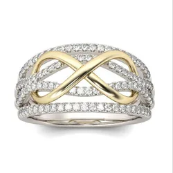 new wholesale luxury alloy rings zircon jewelry vintage crystal gold diamond rings jewelry women