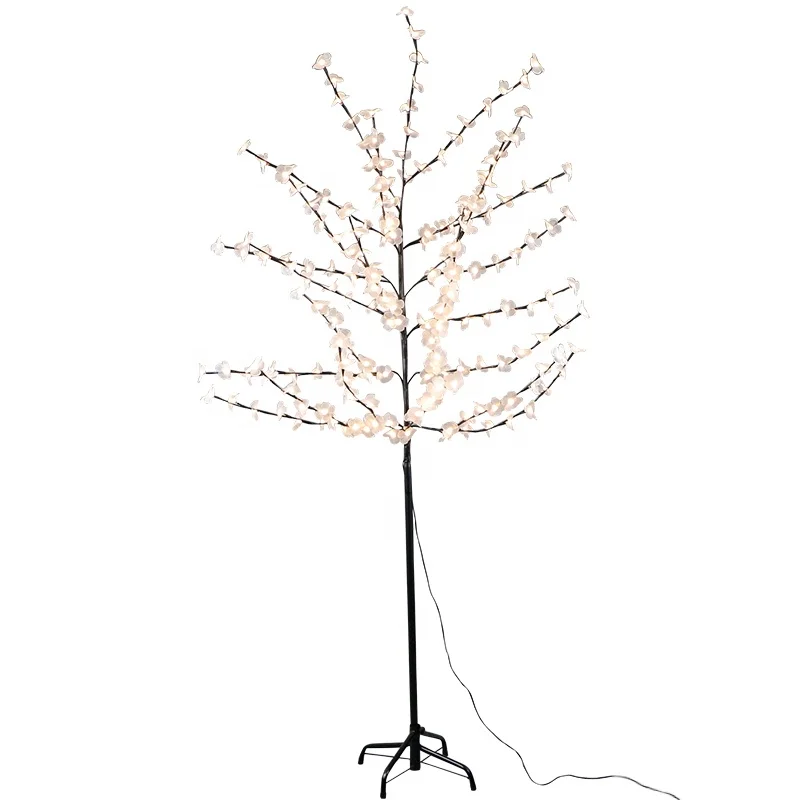 180cm Adaptor plug powered outdoor yard Christmas decoration palm white flower tree lights