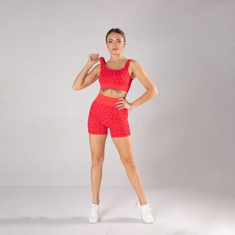 Seamless Fitness Running Sports Tight Yoga vest and shorts Women Camisole Outfit Patterned Leopard Yoga Set