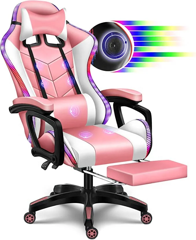 Britain Best Popular New Gaming Chair RGB Gaming Chair with Speaker Optional LED RGB Music Silla Lumbar Support Gaming Chair