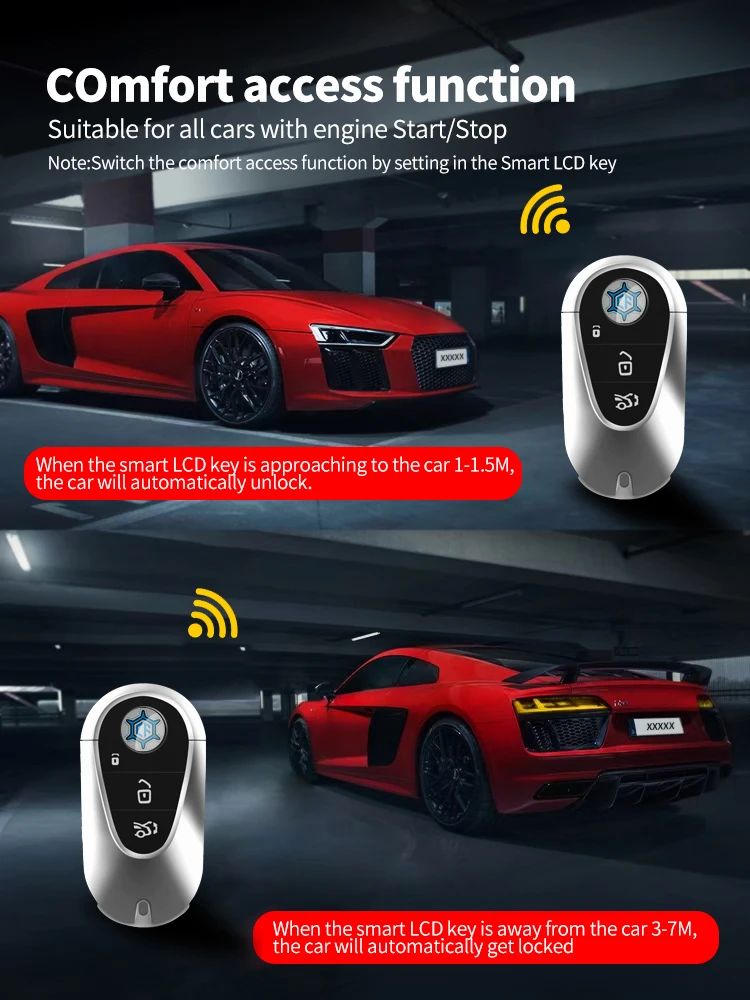 Uptodate smart car key  3 button remote vehicle key lock smith universal auto key PKE antenna keyless go