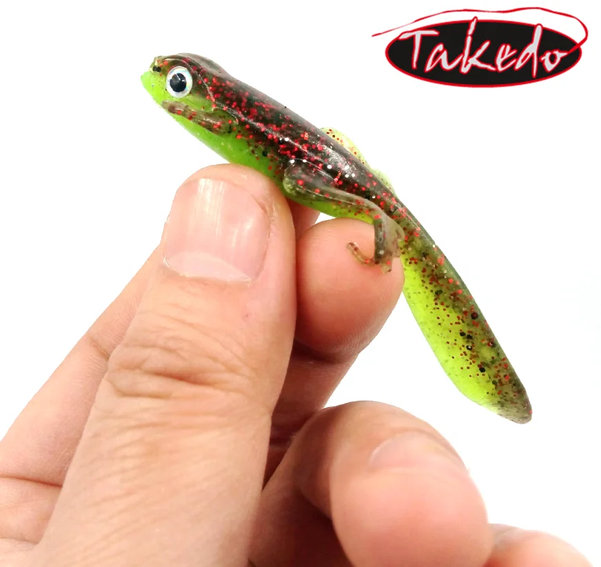 TAKEDO SP06 Frog Tadpole Soft Bait  8Cm 3.8G 3D Eyes Salamander Bait Two-Tone Simulation Plastic Bait