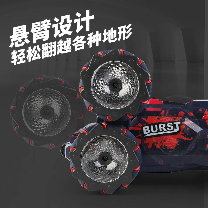 Jiefan new six-wheel swing arm stunt gesture induction deformation drifting side-line spray remote control toy car