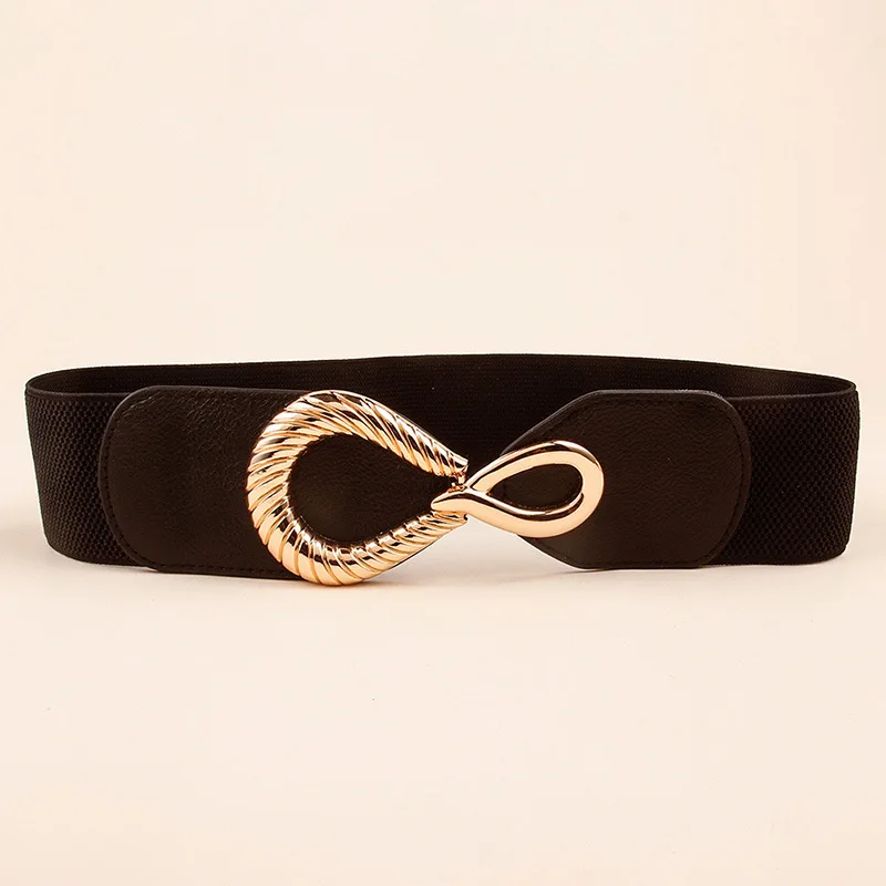 new Europe And America Water-droplet Buckle Corset Waist Wide Elastic Elastic Waistband  PU Leather Belt
