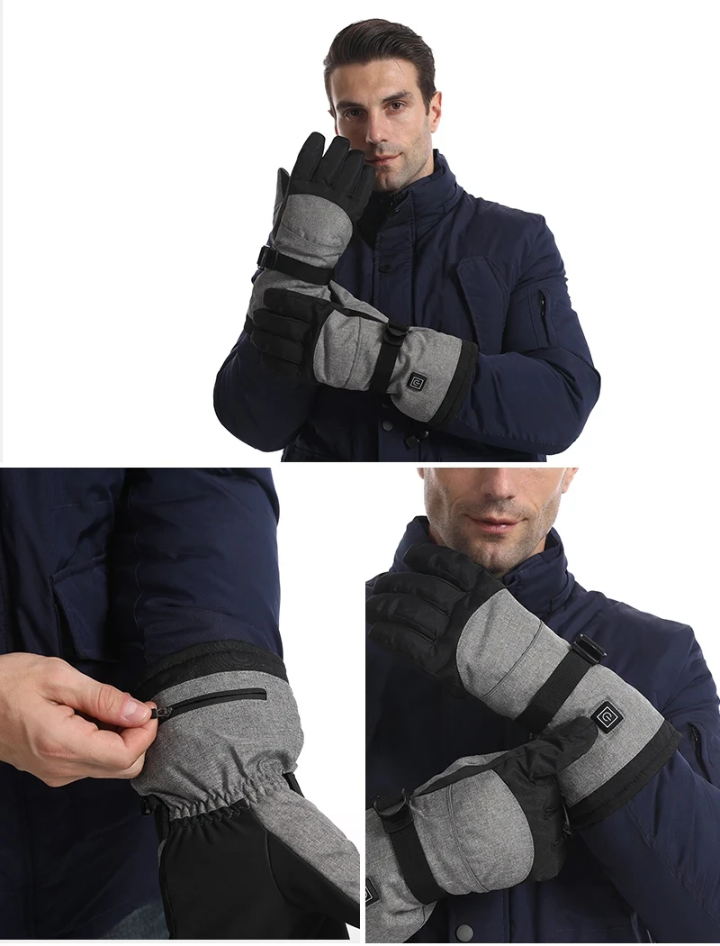 Custom 5000mAh Winter Rechargeable Ski Heated Warm Electrical Glove for outdoor sport cold