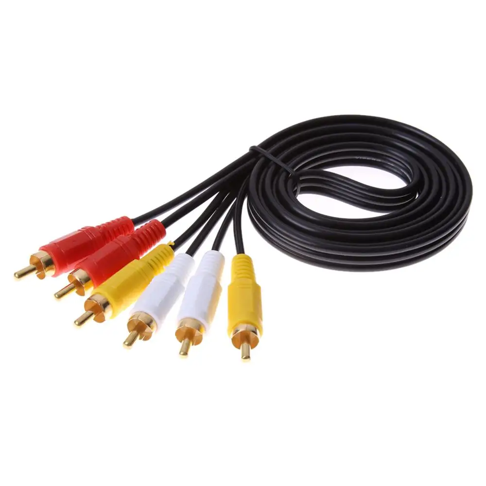 1.5m RCA (M x 3) to RCA (M x 3) Composite Male to Male Audio Video AV Cable For Hi-Fi Video/ DVD/ CD Player/ Mini Disc