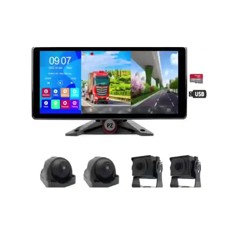4 канальная система видеонаблюдения DVR для грузовика, 10 дюймовый IPS монитор AHD 24 В, большой экран для грузовика, система камер заднего вида, раздельные изображения