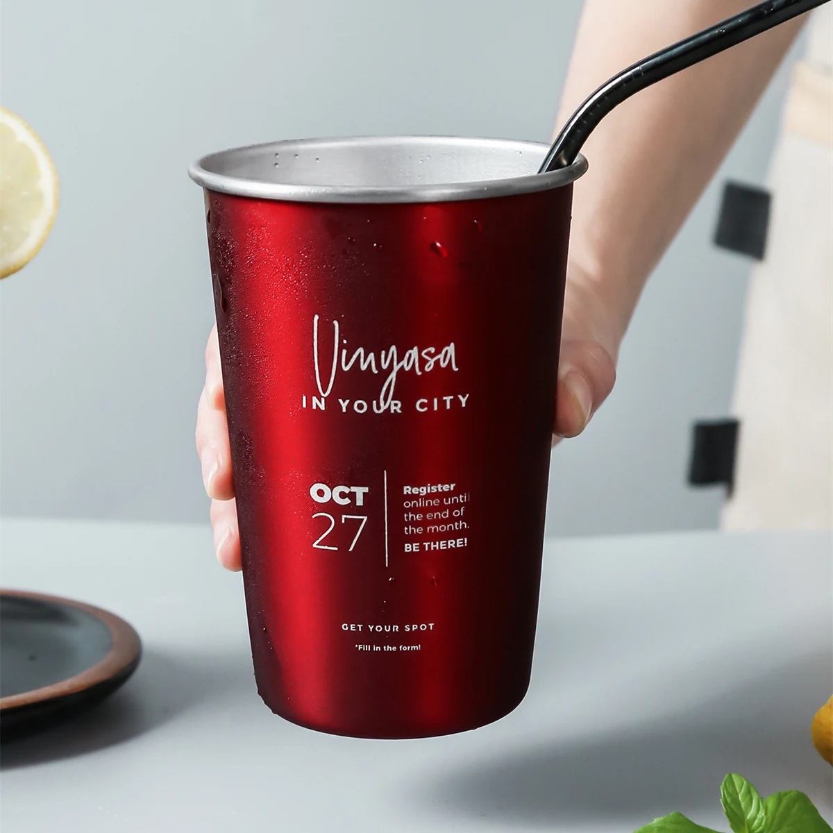 8oz 12oz 16oz Custom Logo Single Wall Metal Beer Tumbler Unbreakable Stainless Steel Pint Cup