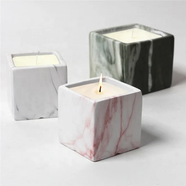 Custom Luxury Empty 8Oz 10Oz Ceramic Candle Vessel Candle Jar Marble