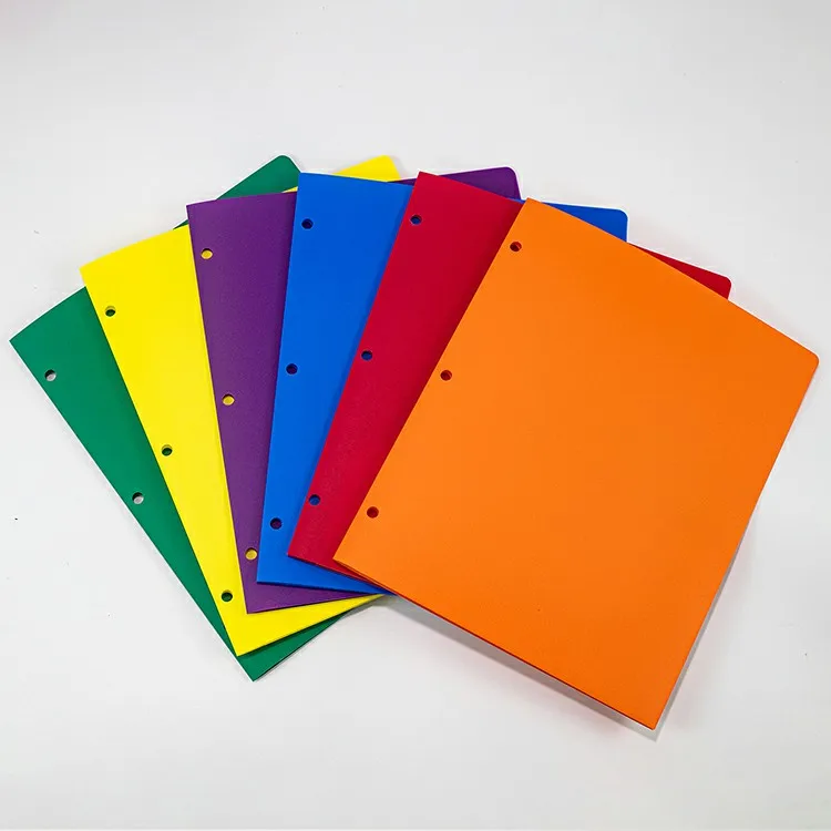 Lightweight Document Protector Durable Plastic 6 colors Twin-Pocket File Folder with 3 holes for Artwork Display