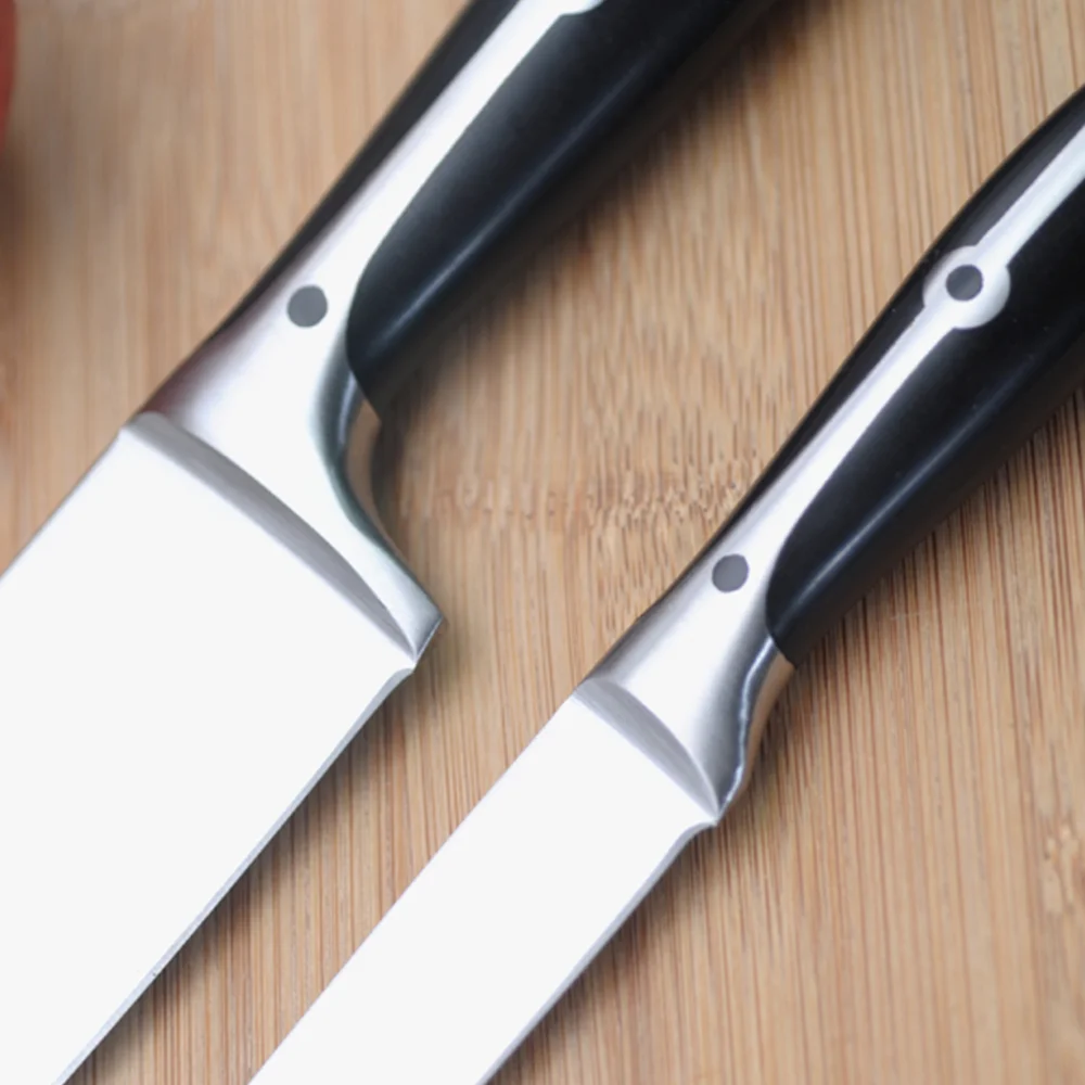 
5 pcs ABS handle stainless steel kitchen knife set with acrylic block customized logo 