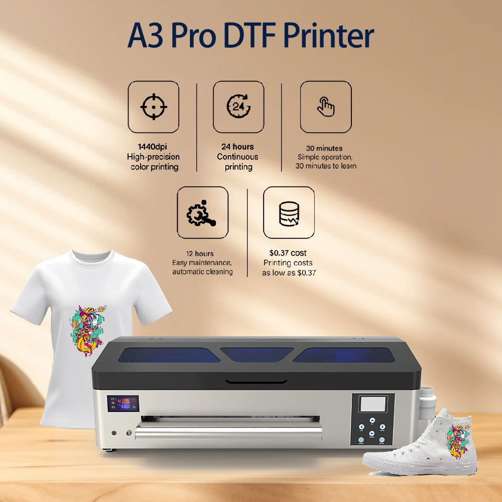 Erasmart A3 size Dual XP600 print heads A3 Pro Max Digital Machine printers for small business clothes prints