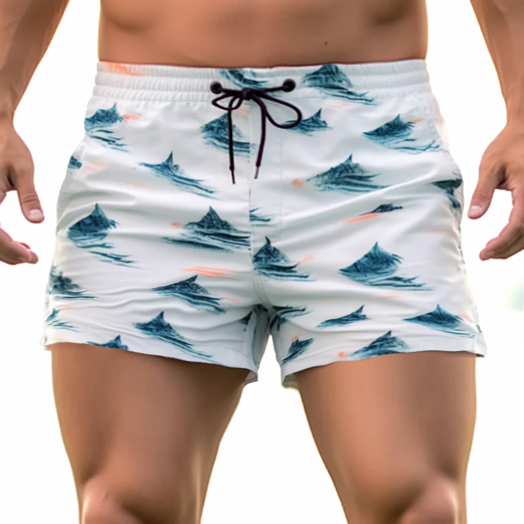 Wholesale Custom Design Board Shorts 4 Way Stretch Quick-dry Beach Shorts With Mesh Lining Swimming Trunks