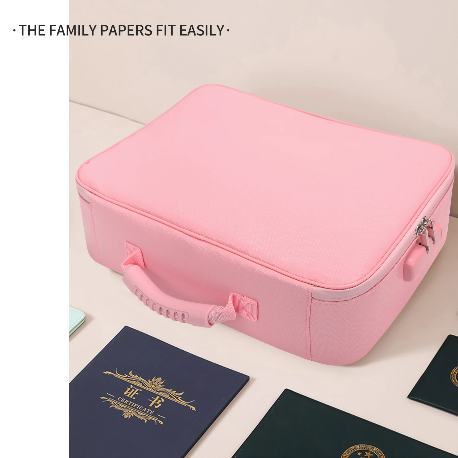 Custom Pink Fireproof Waterproof Cash Money Bag Non-Itchy Fire Resistant Document Organizer for Safe File Storage