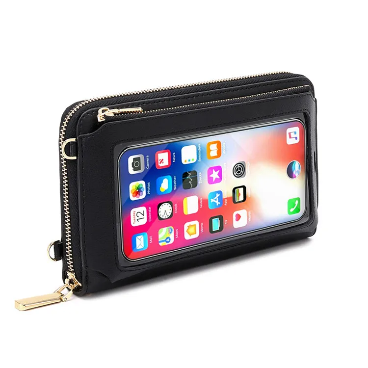 Touch screen RFID multifunctional shoulder transparent mini small wallet cell phone bag