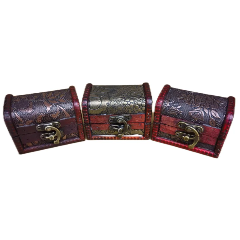 Wholesale Antique Jewelry Box Promotional Handmade Treasure Chest Small Wooden Box Wooden Jewellery Case