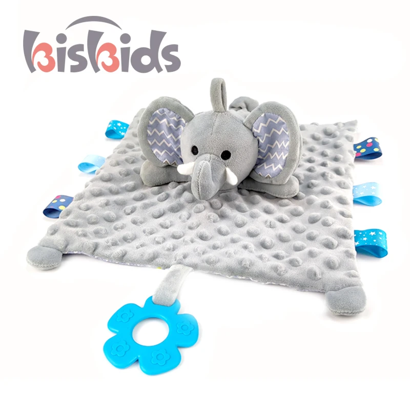 Soft Comfortable Stuffed Plush Cartoon Elephant Animal Saliva Towel Baby Security Blanket Sleeping Soothing Toy