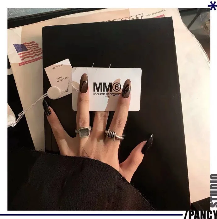 
XG1710 Fashion Thai silver do old dark elegant retro simple square alloy ring couples ring 