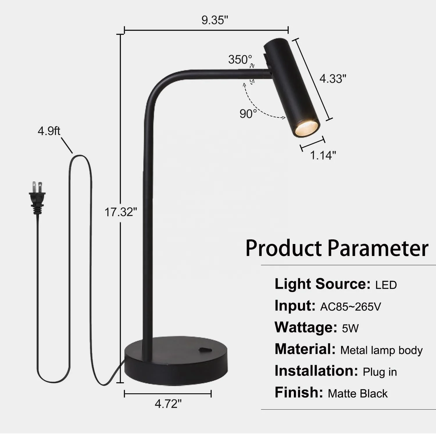 Bracket room lamp bedside table reading book reading bedroom study LED desk lamps office desk rocker switch