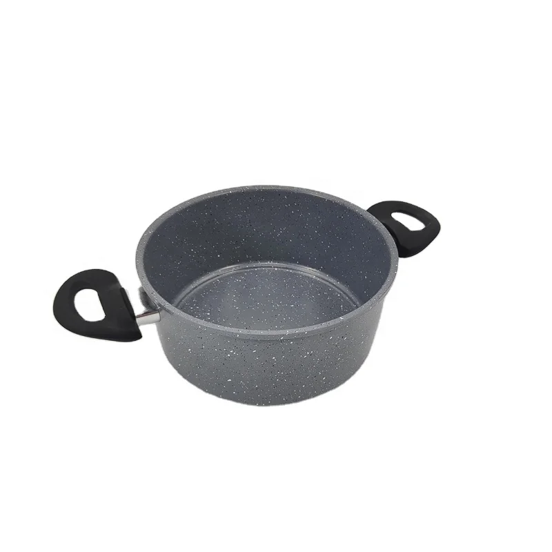 24cm Non-Stick Carbon Steel Dutch Oven 1.0mm Imitation Die Cutting Soup Pot with Induction Bottom and Glass Lid for Home Use