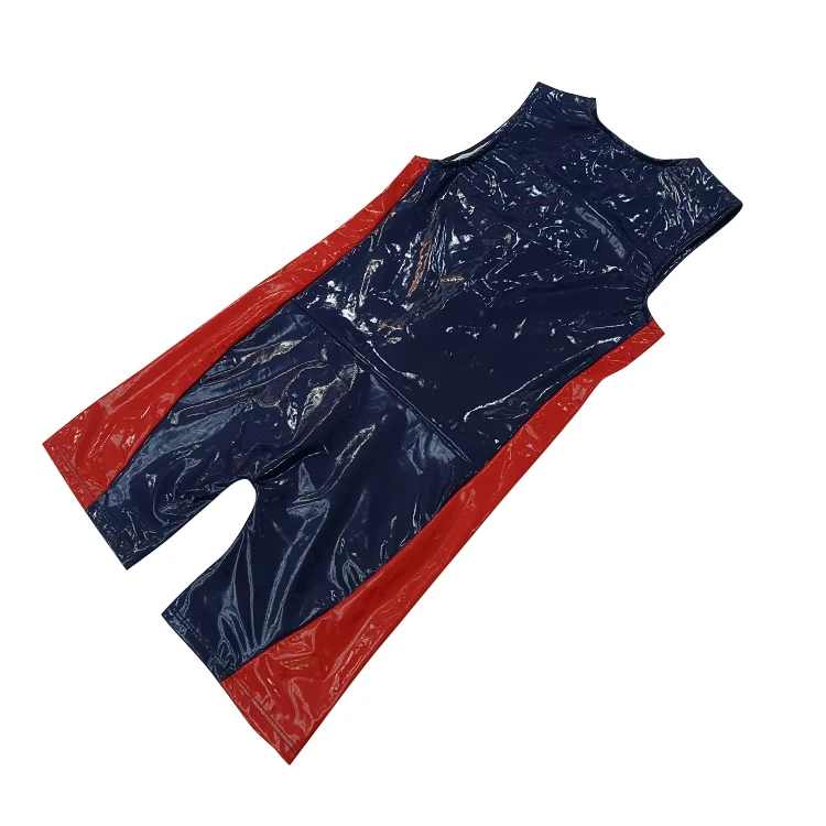 Custom Mens Sleeveless Pu Leather Jumpsuits Power Casual Bodysuit High Quality Underwear For Men Boxer Fetish Wear