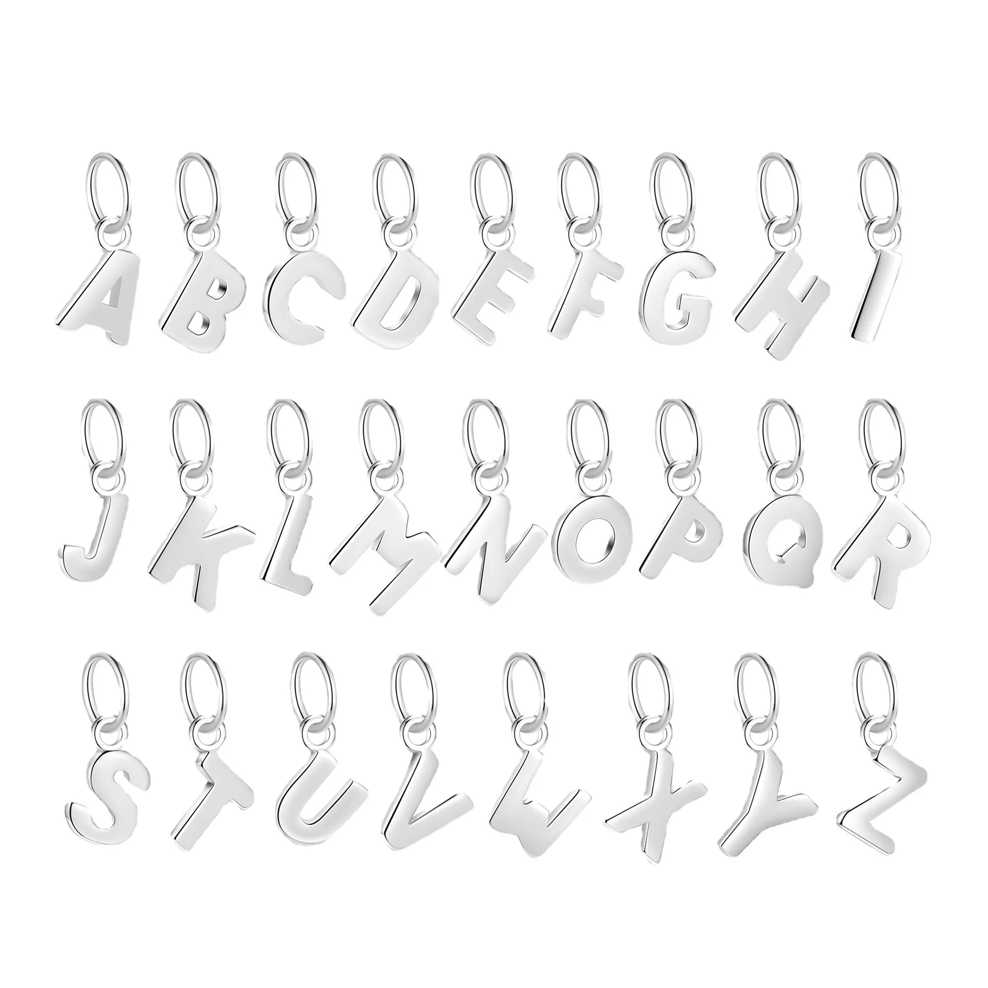 DIY Jewelry Making High Polish 925 Sterling Silver Letter Charms A-Z Initial Letters Pendant For Necklace Wholesale 2022