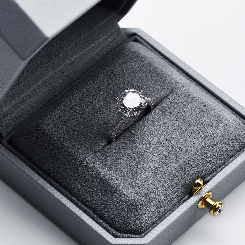 
New Arrival Octagonal shape Large Jewellery boxes Ring Earring Necklace Boxes light grey Pu leatherJewelry Packing Gift Box 