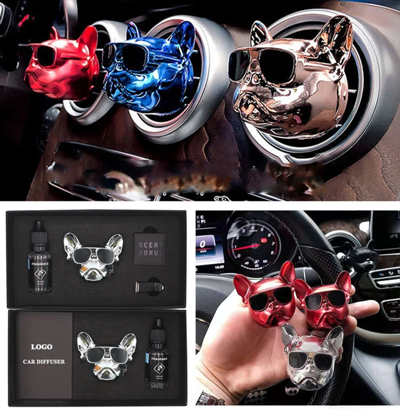 Hot New Design Car Perfume Vent Luxury Vehicle Diffuser Plug In Bulldog Vent Clip Car Air Freshener