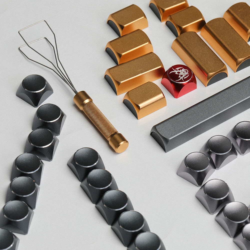 AJAZZ Aluminum alloy metal Custom Keycaps High Quality Desktop Multicolor Plating Keyboard Cover Keycaps For Mechanical Keyboard