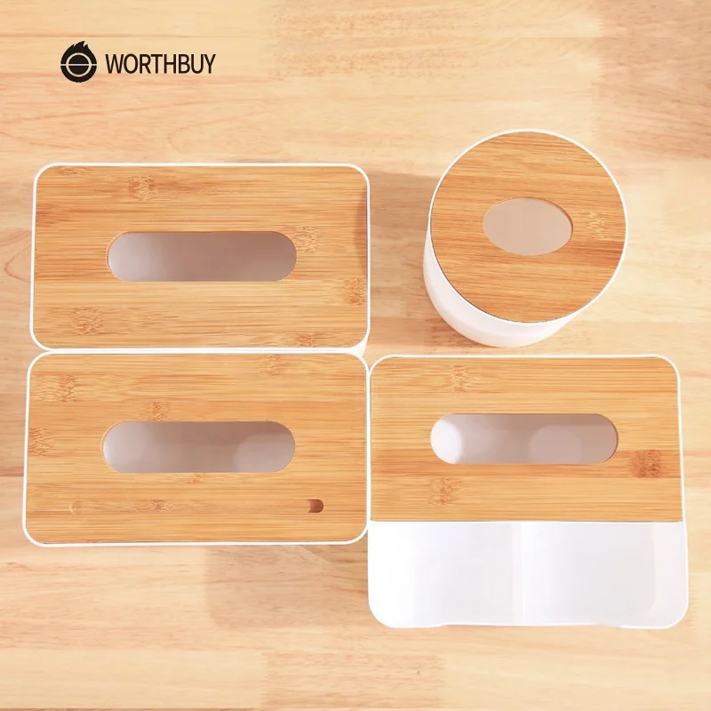 
Wholesale Wooden Tissue Box Paper Plastic Towel Holder With Wooden Cover Car Kitchen Napkin Paper Tissue Box Bathroom Accessory 