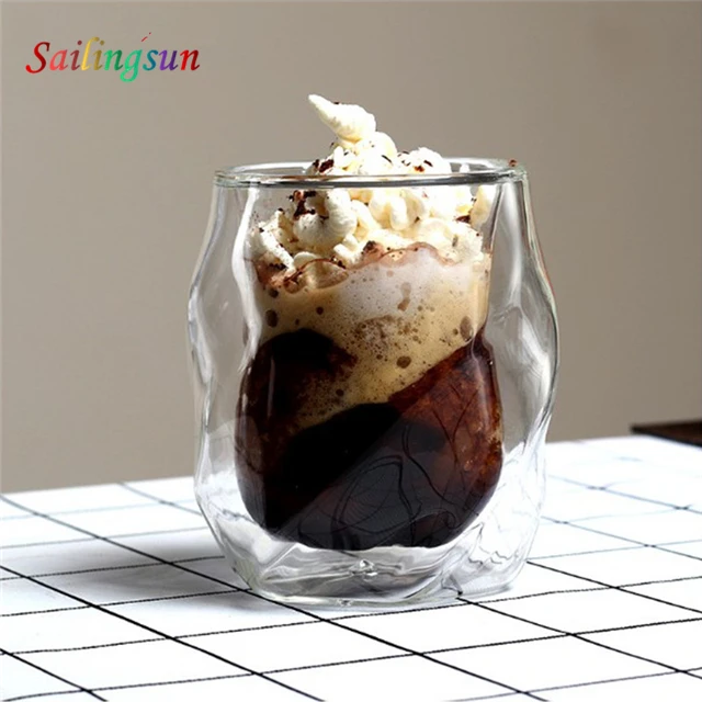 new design funny twisted design handmade pyrex double wall glass coffee cup