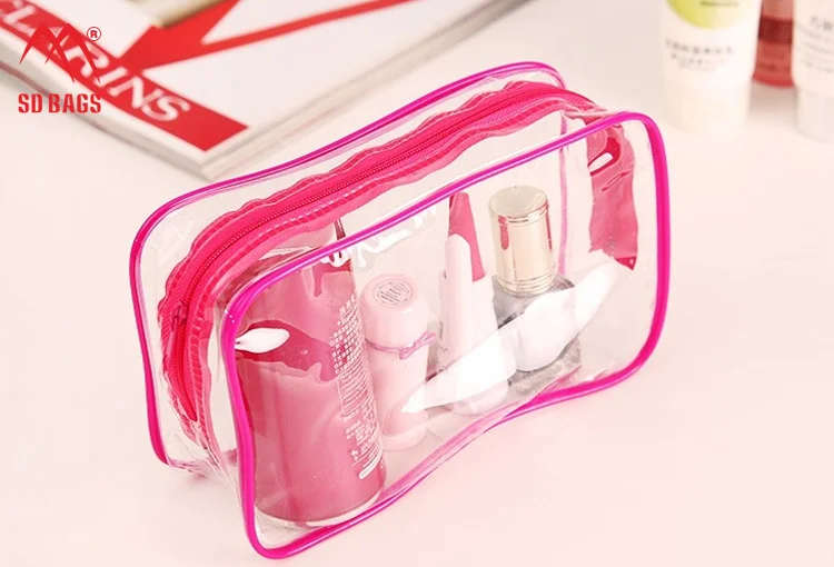 Cosmetic Bag Hot-sale High Quality Stock PVC Fashion 0.15mm PVC Zipper No Printing without Printing 15x10x7cm 18x12x6cm SDS-PV-1