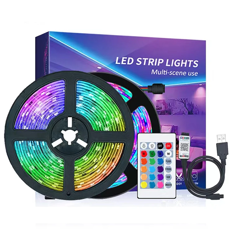 High Quality Cheap Price 5v  USB 24key remote 5 Meters 270 Pieces 5050 Smd Smart Rgb Led Strip Light/led Strip