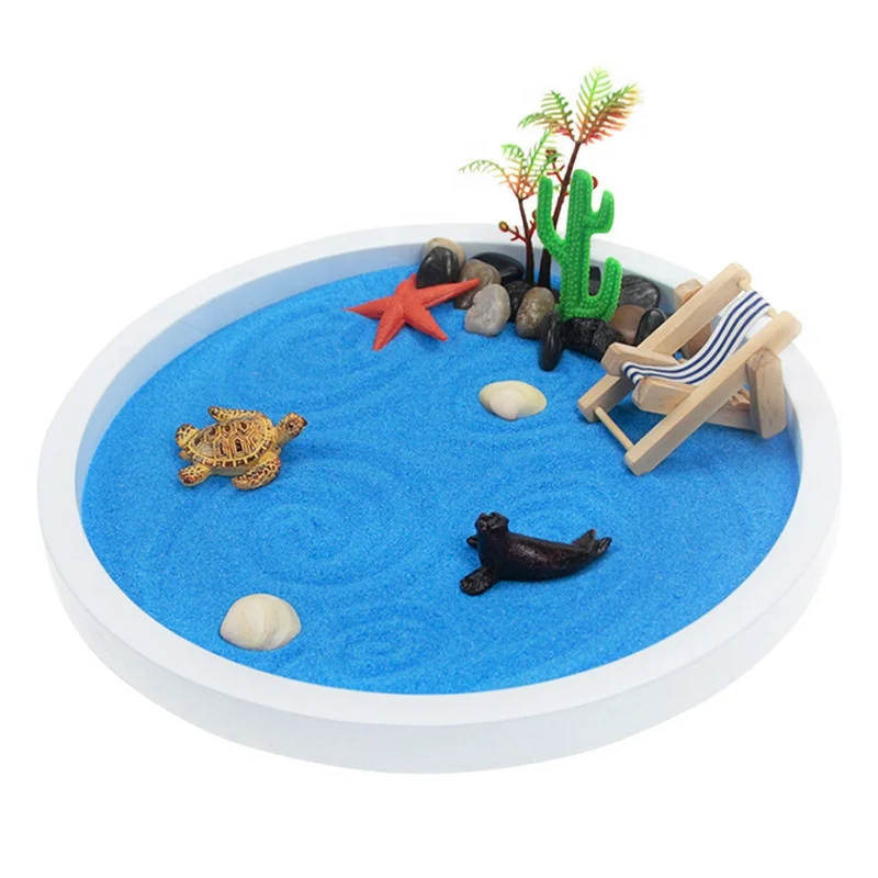 Japanese Zen Garden Garden With White Sand Artificial Bonsai Tree Rocks Rakes & Accessories for Desk White Beach