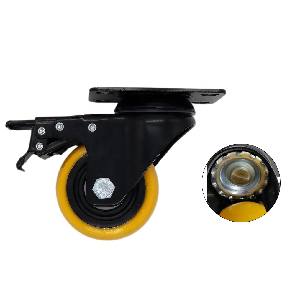 General Durable Customized Swivel 5 Inch Industrial Plate Casters Wheels With AB Brake