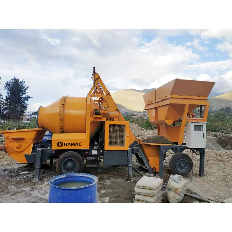HAMAC portable Trailer Mounted diesel electric mini concrete cement mixers with pumps machines concrete pump mixer