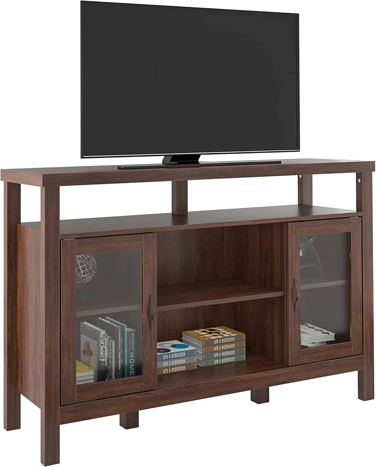 MDF Wood Modern TV Cabinet with Showcase for Living Room