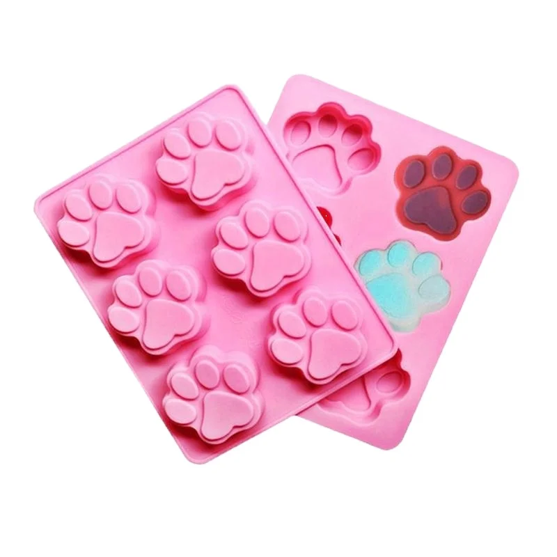 1Pc Cute Pet Cat Dog Paws Silicone Mold 6 Holes Chocolate Cake Cookie Candy Mould DIY Baking Mold Handmade Soap Molds