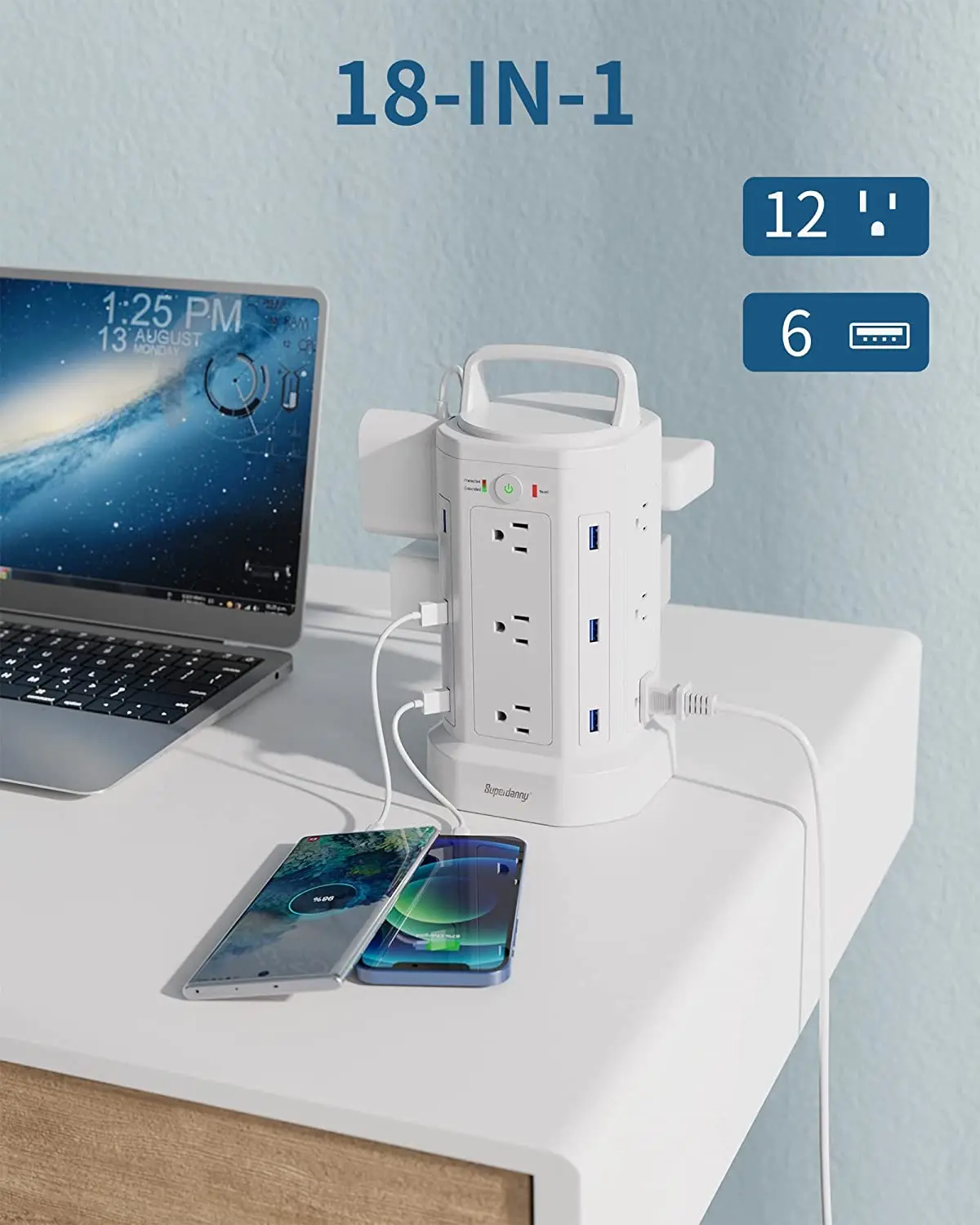 Superdanny US table mount multi plug usb socket outlet extender surge protector power strip with usb