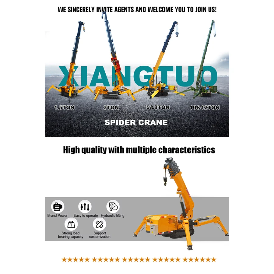Online Wholesale Fullautomatic 5 Section 10t 12 Ton Spider Crane Small Spider Crane